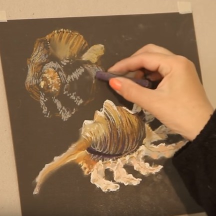 Уроки рисования. Морской натюрморт на наждачной бумаге