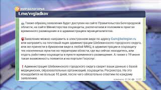 Вячеслав Гладков опубликовал образец заявления для подтверждения проживания в Шебекинском горокруге