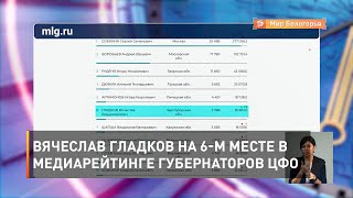 Вячеслав Гладков на 6-м месте в медиарейтинге губернаторов ЦФО 