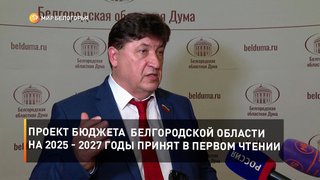 Проект бюджета Белгородской области на 2025 - 2027 годы принят в первом чтении