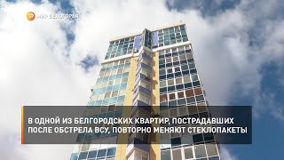 В одной из белгородских квартир, пострадавших после обстрела ВСУ, повторно меняют стеклопакеты