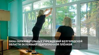 Окна образовательных учреждений Белгородской области оклеивают ударопрочной плёнкой