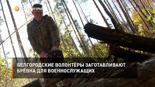 Белгородские волонтёры заготавливают брёвна для военнослужащих