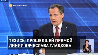 Тезисы прошедшей прямой линии Вячеслава Гладкова